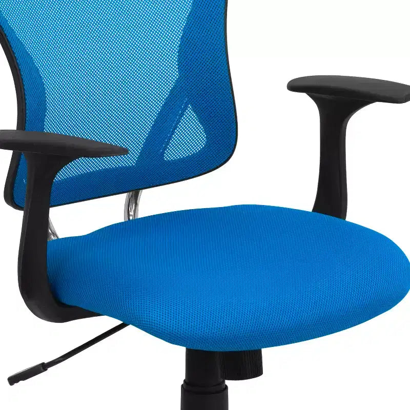 Sedia operativa girevole a rete con braccioli – Blu / Grigio scuro / Bianco / Giallo, Posti a sedere: 1