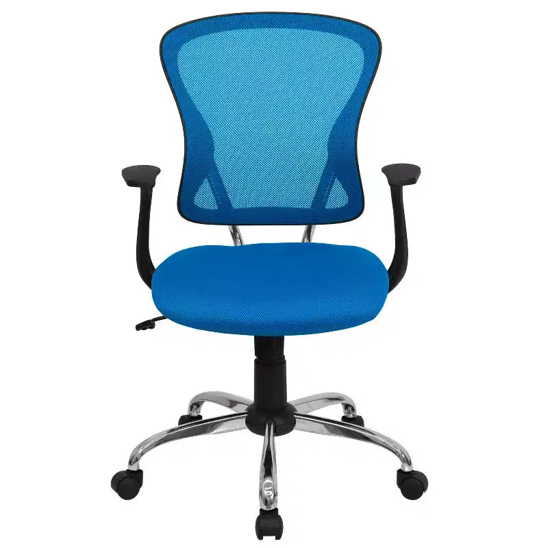 Sedia operativa girevole a rete con braccioli – Blu / Grigio scuro / Bianco / Giallo, Posti a sedere: 1