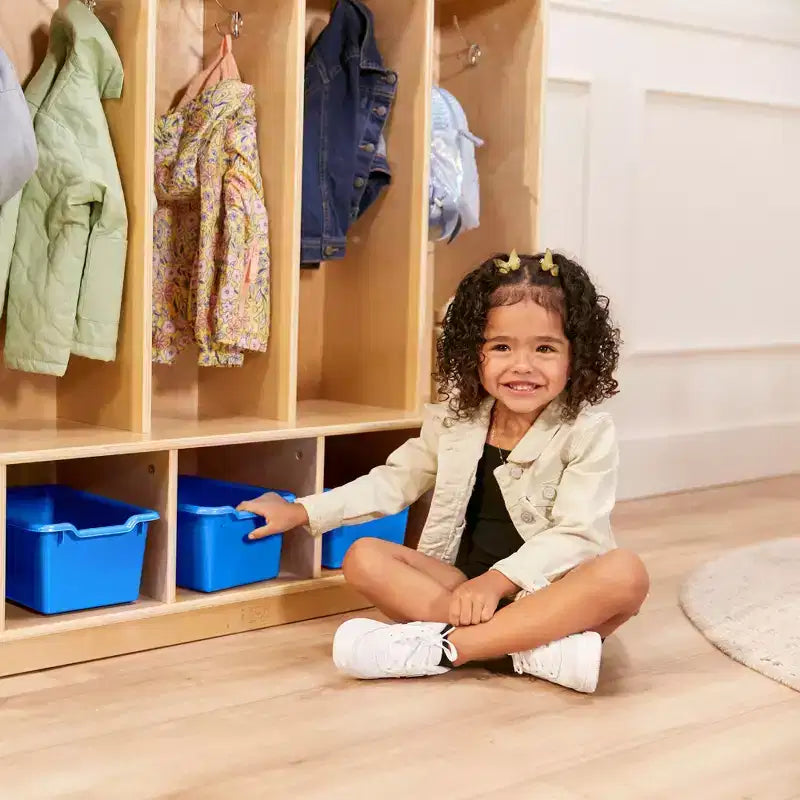 Armadietto a 5 scomparti con panca e contenitori, Colori assortiti/Blu/Trasparente/Contemporaneo/Toni della terra, Per bambini