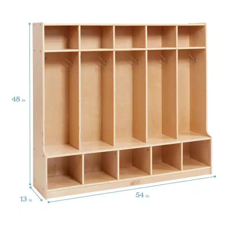 Armadietto a 5 scomparti con panca e contenitori, Colori assortiti/Blu/Trasparente/Contemporaneo/Toni della terra, Per bambini