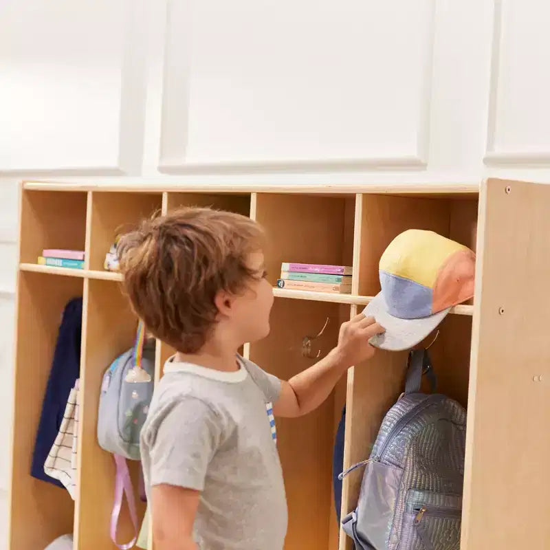 Armadietto a 5 scomparti con panca e contenitori, Colori assortiti/Blu/Trasparente/Contemporaneo/Toni della terra, Per bambini