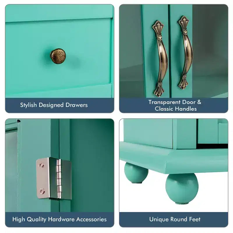 Credenza/Buffet Blu/Verde/Bianca con 4 Cassetti e 2 Ante
