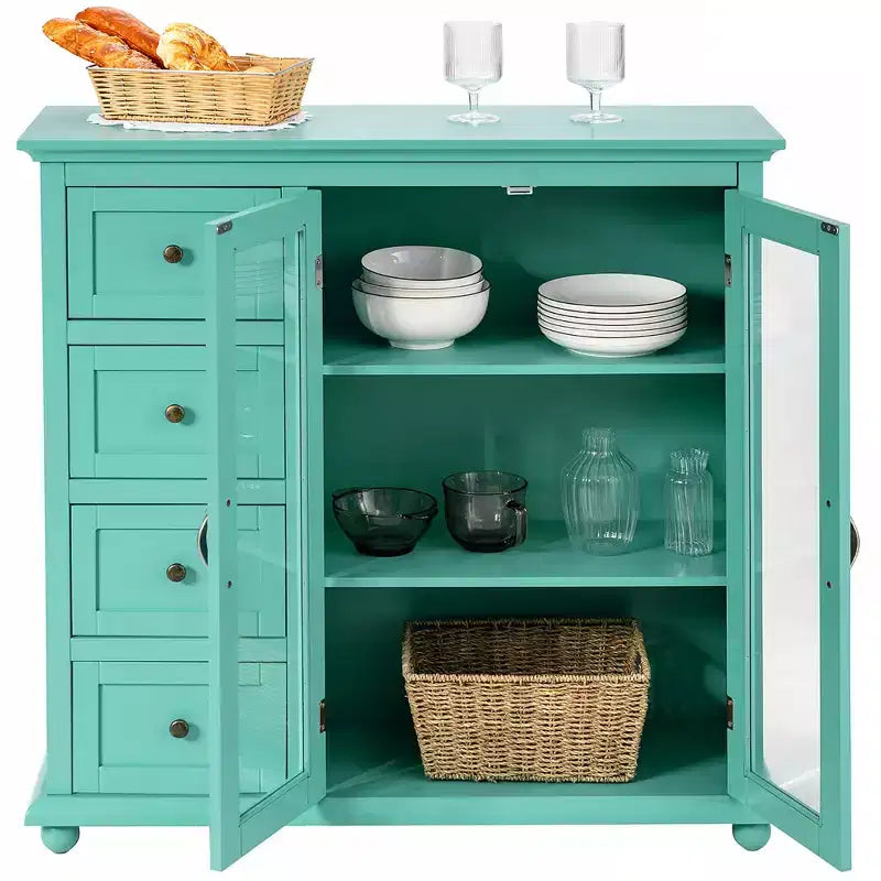 Credenza/Buffet Blu/Verde/Bianca con 4 Cassetti e 2 Ante