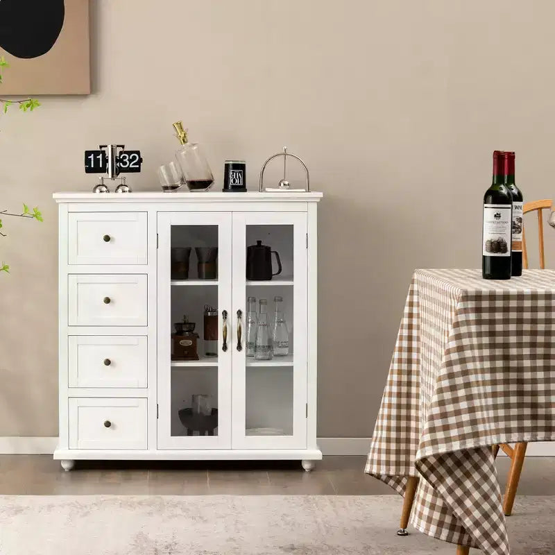 Credenza/Buffet Blu/Verde/Bianca con 4 Cassetti e 2 Ante