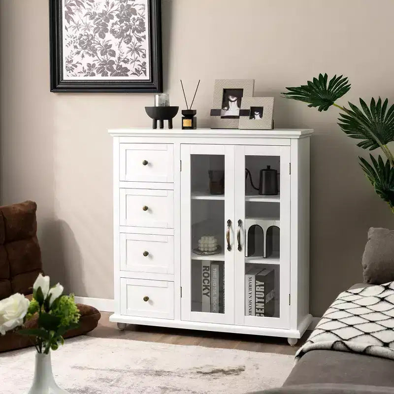 Credenza/Buffet Blu/Verde/Bianca con 4 Cassetti e 2 Ante