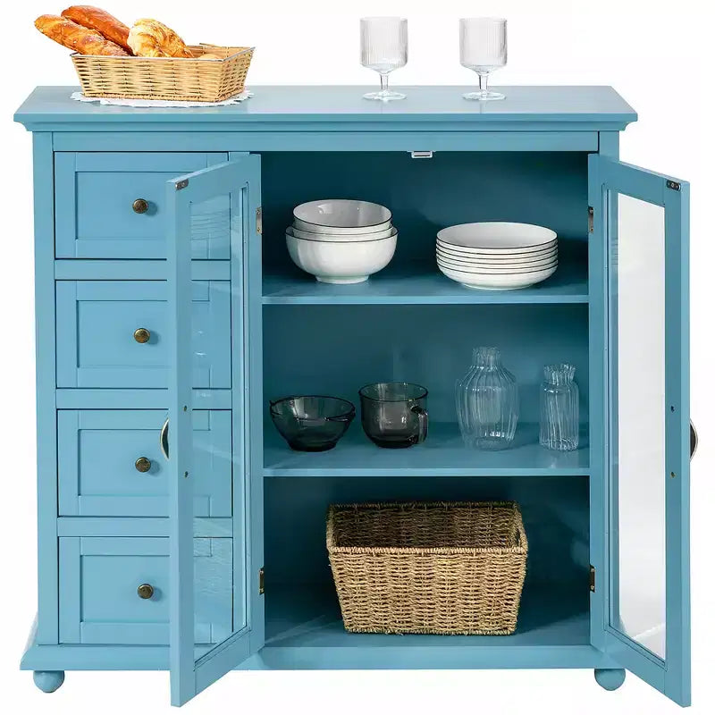 Credenza/Buffet Blu/Verde/Bianca con 4 Cassetti e 2 Ante
