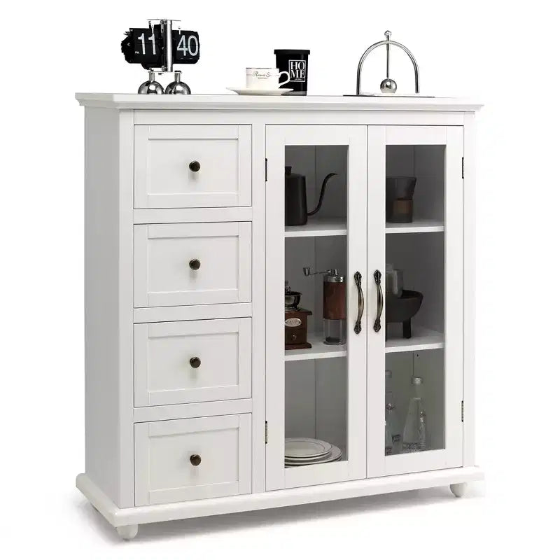 Credenza/Buffet Blu/Verde/Bianca con 4 Cassetti e 2 Ante