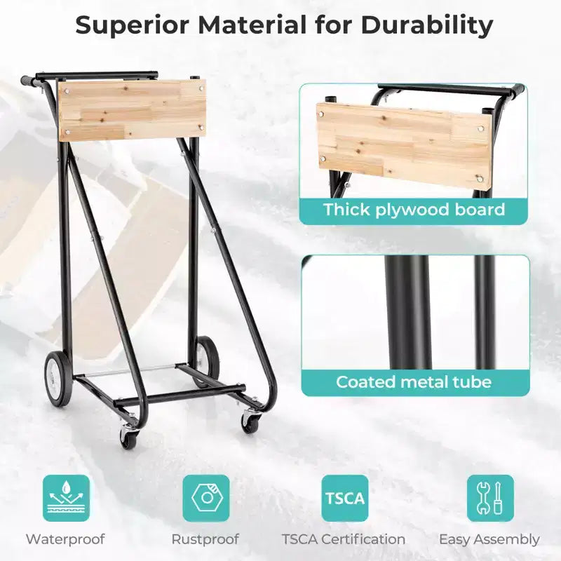 Carrello nero per motore fuoribordo con 4 ruote, per 1 motore