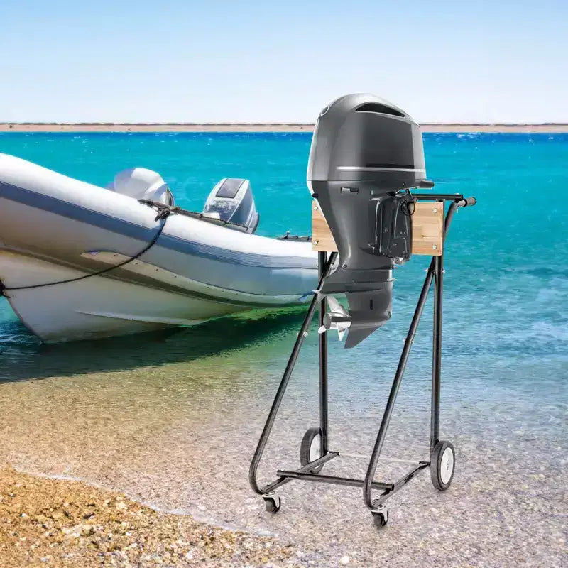 Carrello nero per motore fuoribordo con 4 ruote, per 1 motore