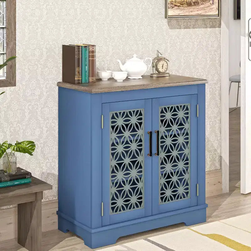 Credenza/Mobile Buffet Contenitore a 2 ante Verde/Blu Navy per 1