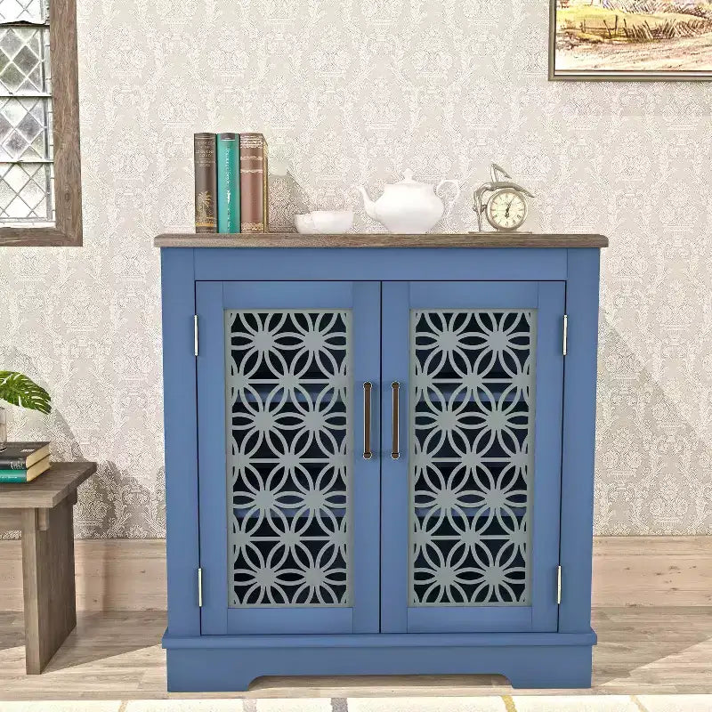 Credenza/Mobile Buffet Contenitore a 2 ante Verde/Blu Navy per 1