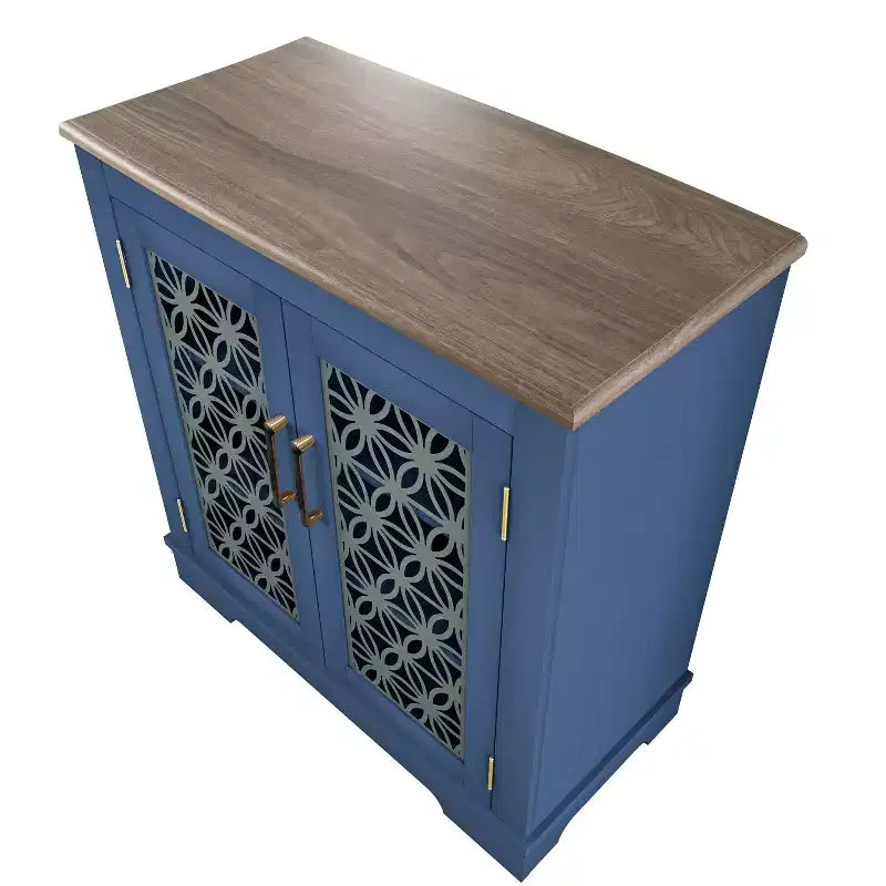 Credenza/Mobile Buffet Contenitore a 2 ante Verde/Blu Navy per 1