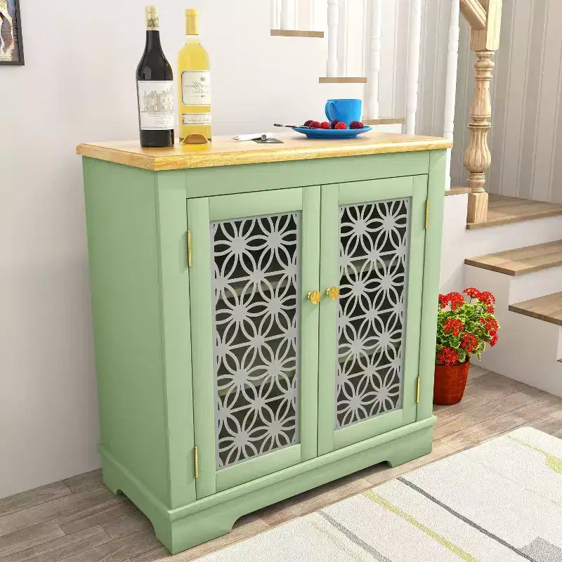 Credenza/Mobile Buffet Contenitore a 2 ante Verde/Blu Navy per 1