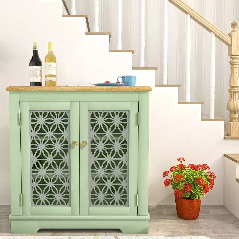 Credenza/Mobile Buffet Contenitore a 2 ante Verde/Blu Navy per 1