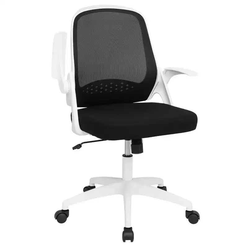 Sedia da ufficio in rete bianco/nero con braccioli ribaltabili, singola