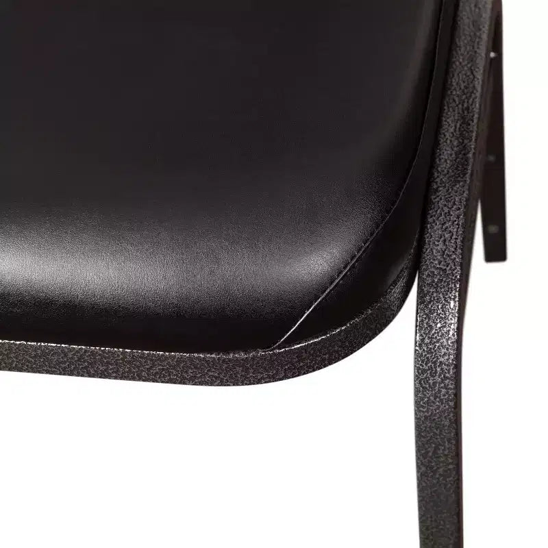 Sedia impilabile con schienale a cupola in vinile nero, seduta singola – telaio nero / telaio venato argento