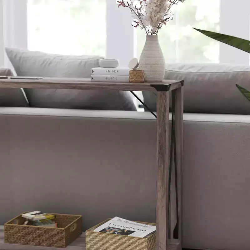 Consolle stile fattoria in rovere rustico/grigio lavato, 2 colori, 1 persona