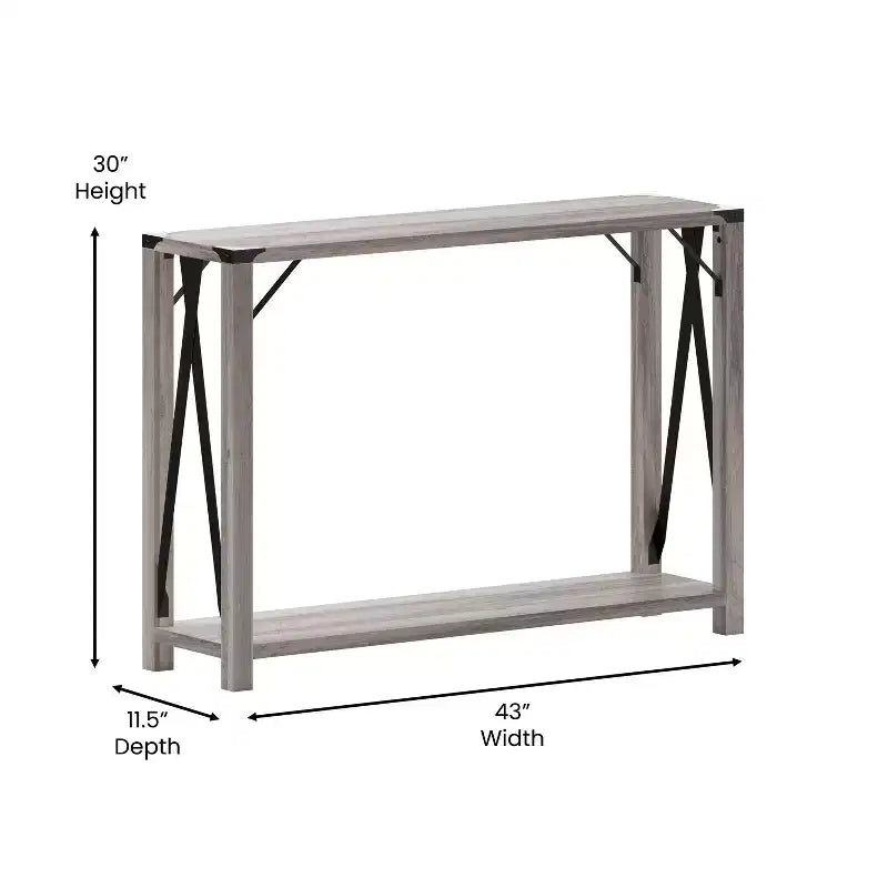 Consolle stile fattoria in rovere rustico/grigio lavato, 2 colori, 1 persona