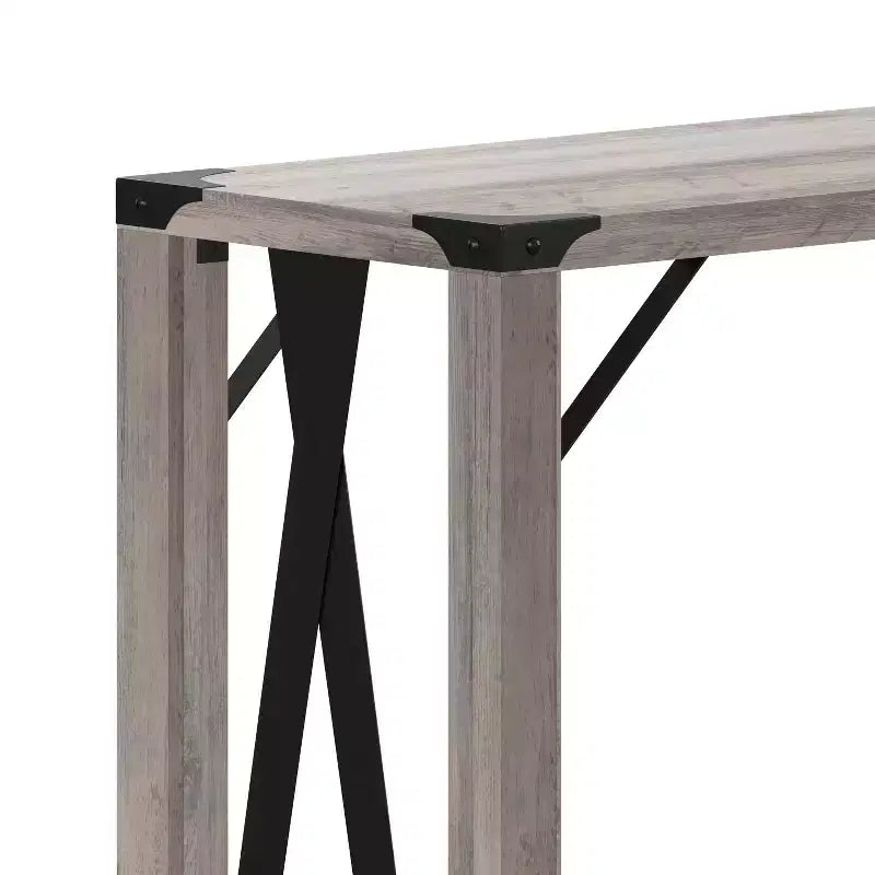 Consolle stile fattoria in rovere rustico/grigio lavato, 2 colori, 1 persona