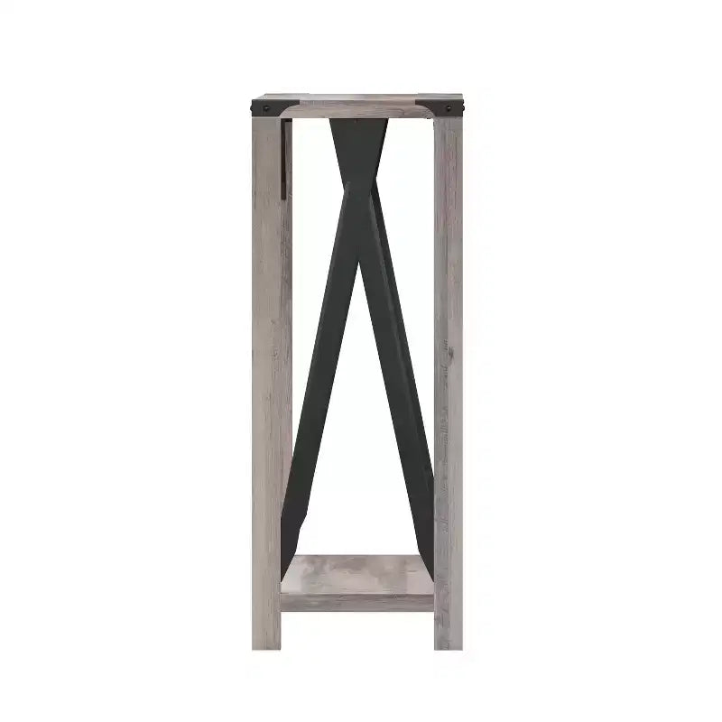 Consolle stile fattoria in rovere rustico/grigio lavato, 2 colori, 1 persona