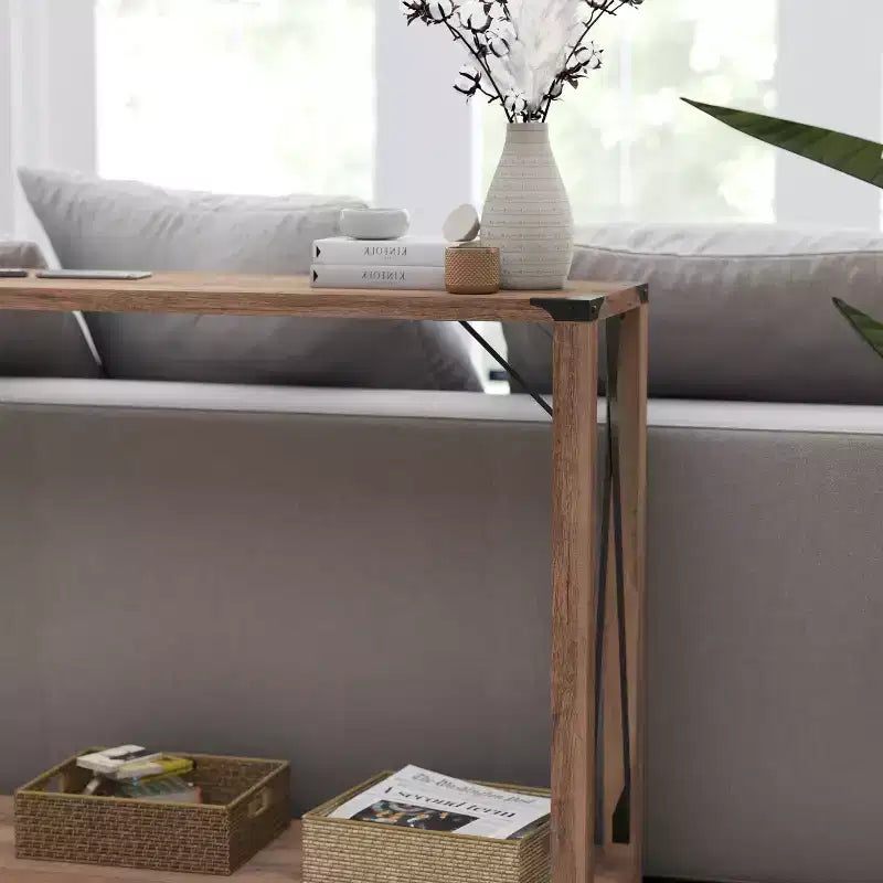 Consolle stile fattoria in rovere rustico/grigio lavato, 2 colori, 1 persona