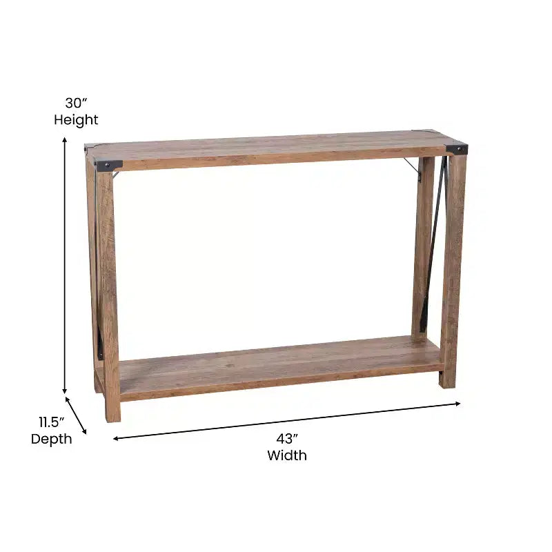 Consolle stile fattoria in rovere rustico/grigio lavato, 2 colori, 1 persona