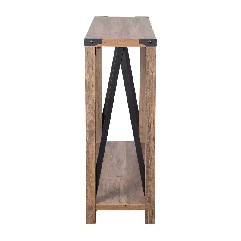 Consolle stile fattoria in rovere rustico/grigio lavato, 2 colori, 1 persona