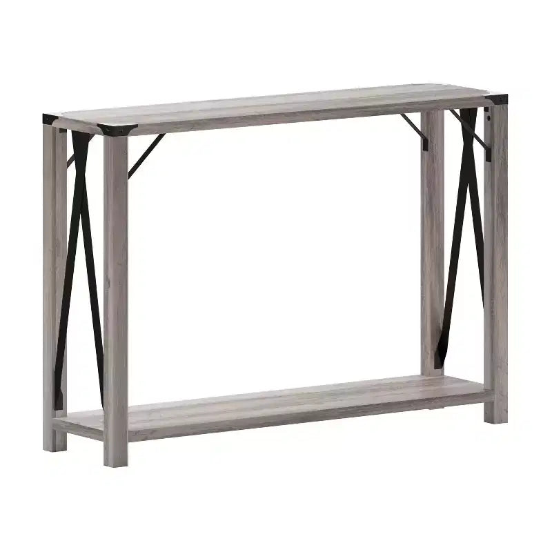 Consolle stile fattoria in rovere rustico/grigio lavato, 2 colori, 1 persona