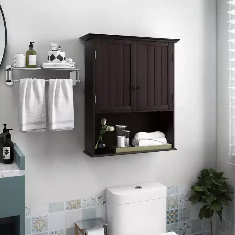 Mobiletto a muro con 2 ante, nero/espresso, singolo