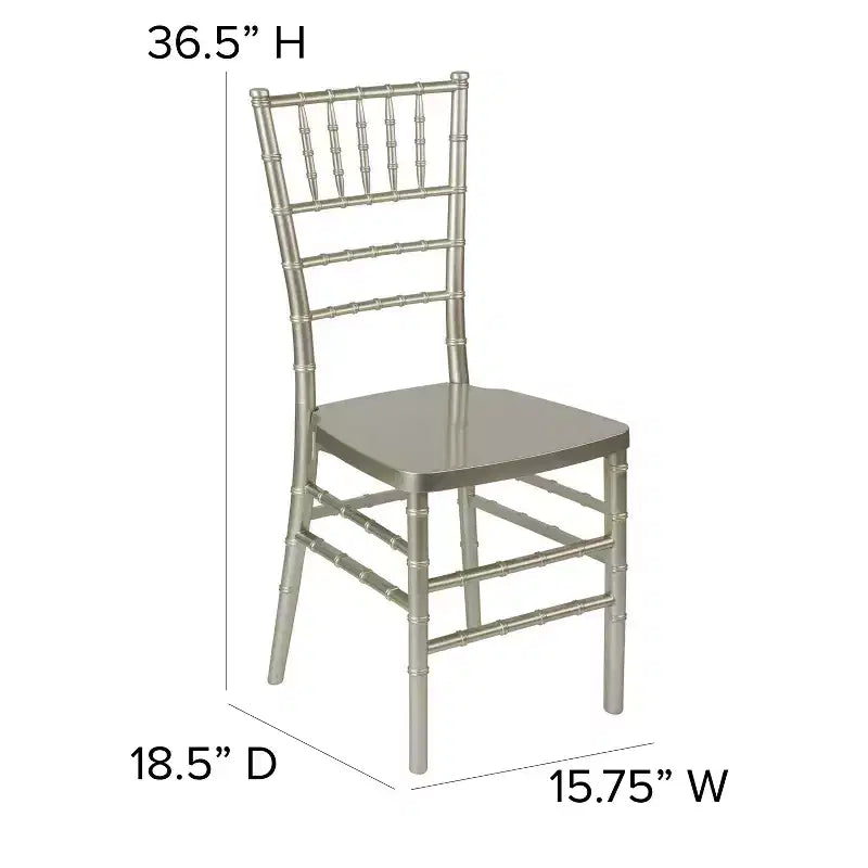 Sedia Chiavari impilabile in resina – Nero / Champagne / Oro / Mogano / Peltro / Argento / Bianco, Set da 2