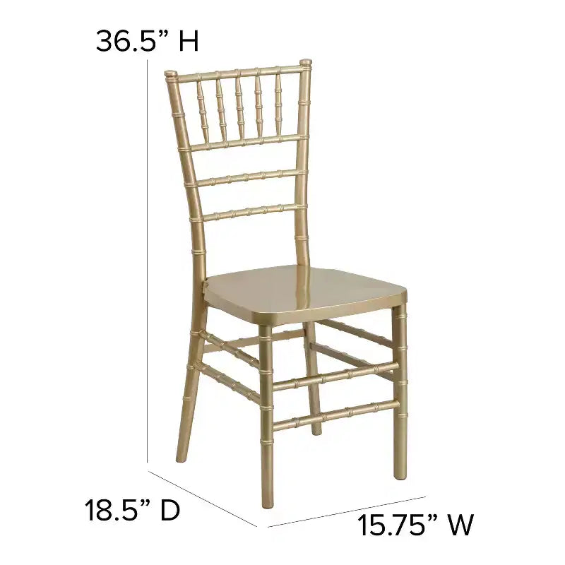 Sedia Chiavari impilabile in resina – Nero / Champagne / Oro / Mogano / Peltro / Argento / Bianco, Set da 2