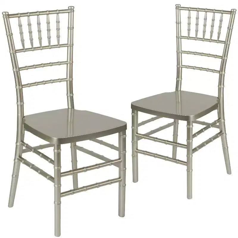 Sedia Chiavari impilabile in resina – Nero / Champagne / Oro / Mogano / Peltro / Argento / Bianco, Set da 2