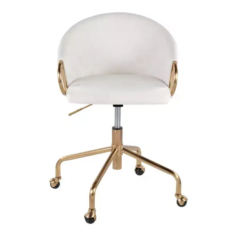 Sedia da ufficio in velluto nero/crema/argento, girevole, a seduta singola