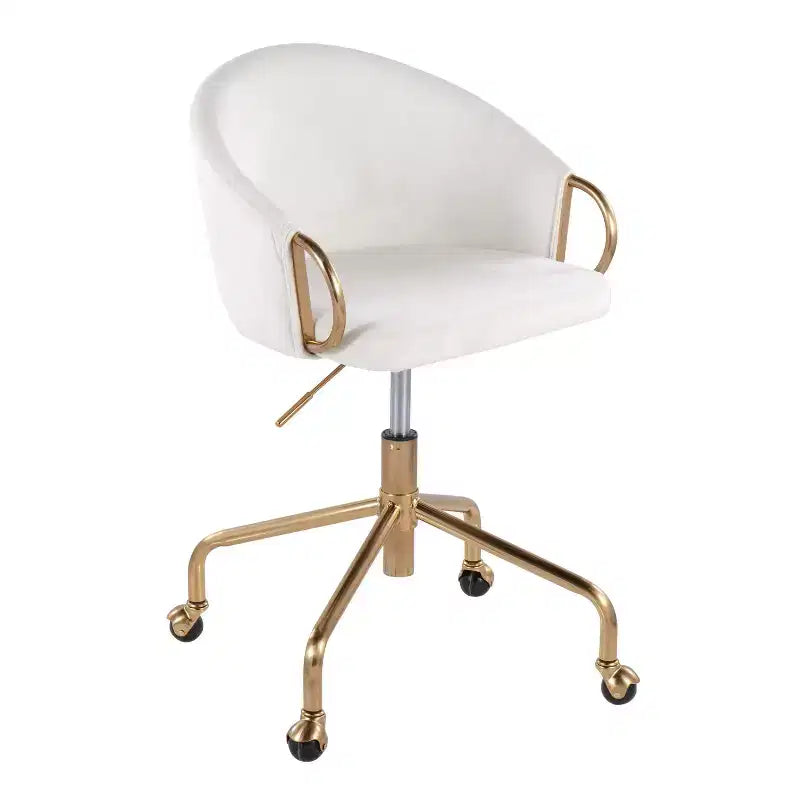 Sedia da ufficio in velluto nero/crema/argento, girevole, a seduta singola