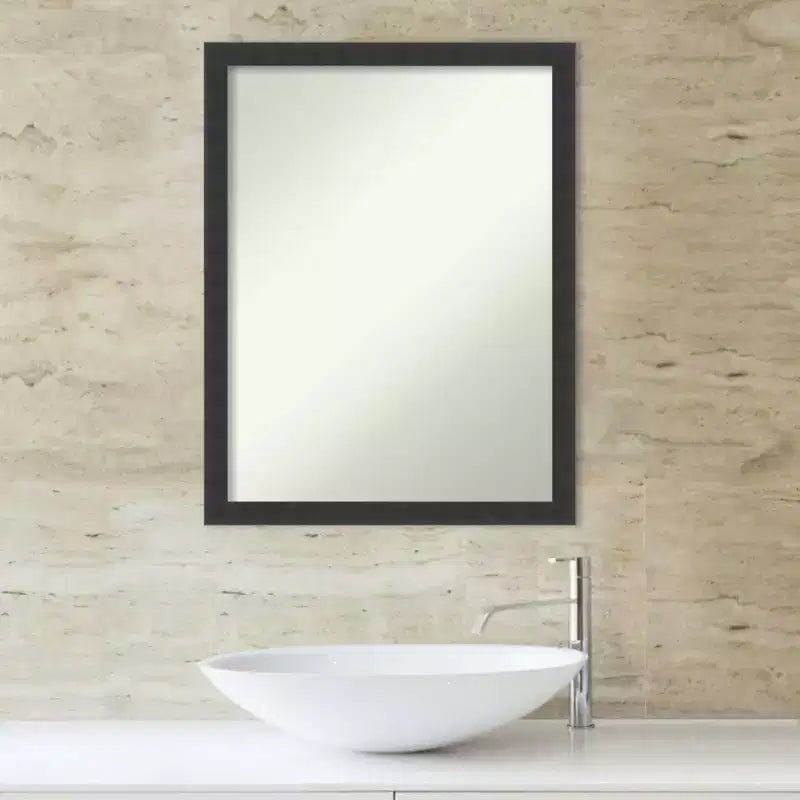 Specchio da parete con cornice in legno nero opaco, Singolo, Varie misure