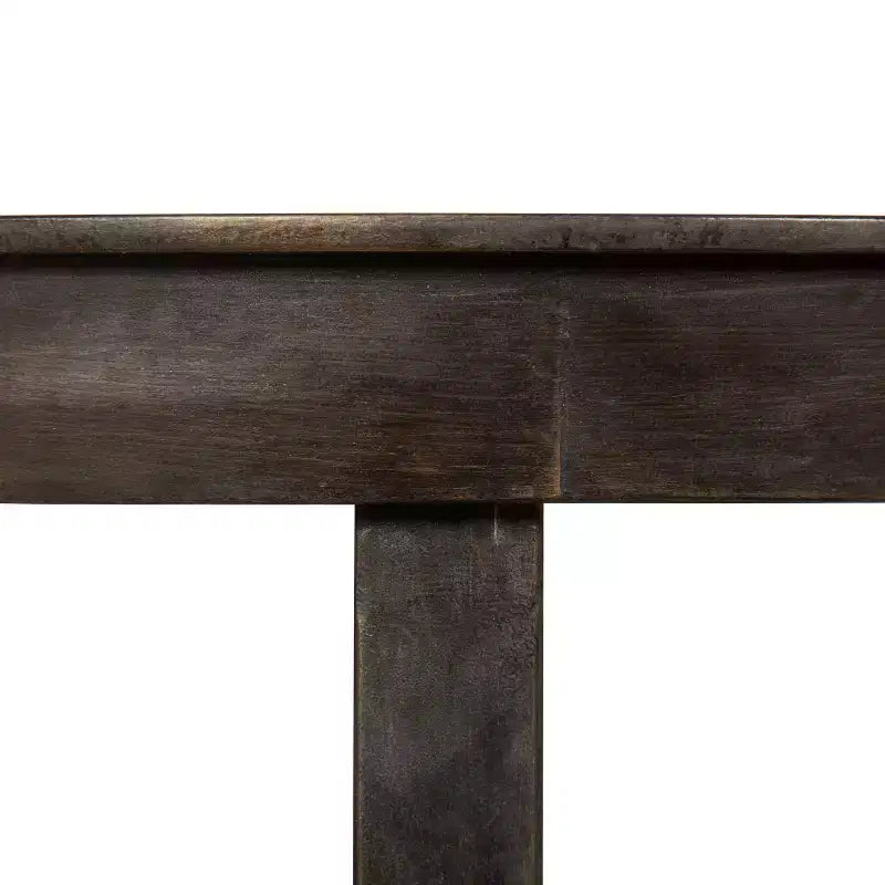 Tavolino rotondo in metallo e legno color bronzo/naturale, per 1 persona