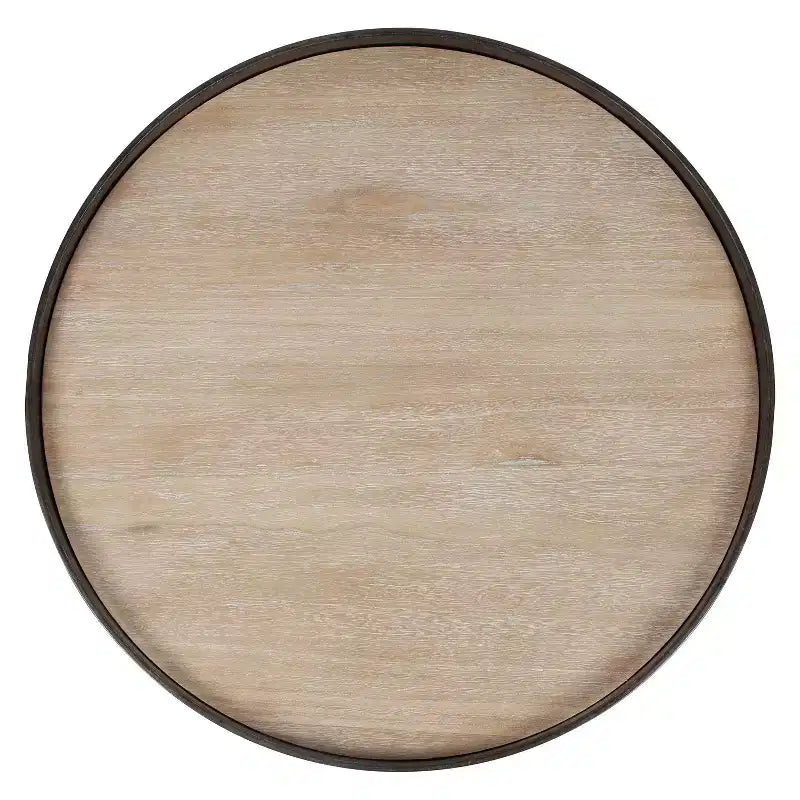 Tavolino rotondo in metallo e legno color bronzo/naturale, per 1 persona