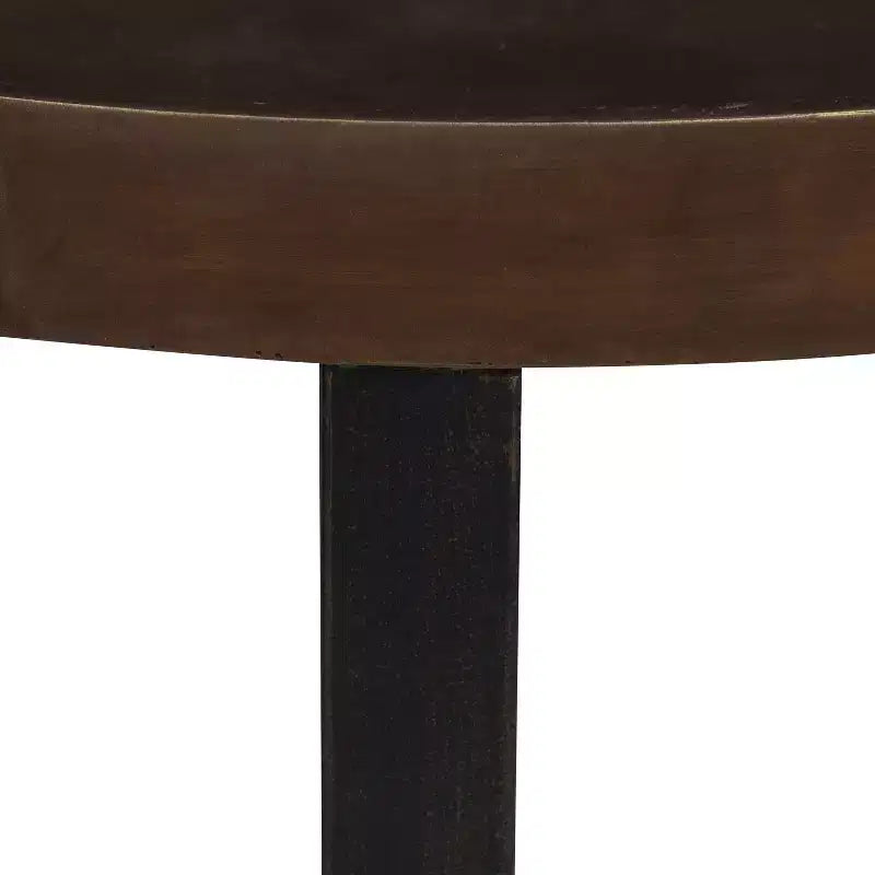 Tavolino rotondo in metallo e legno color bronzo/naturale, per 1 persona