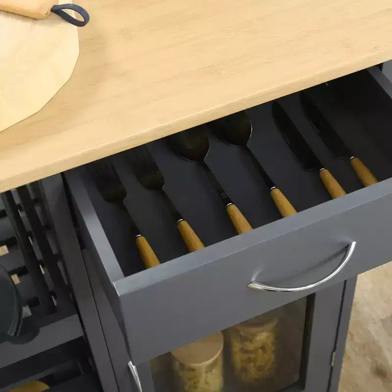 Carrello da Cucina Bianco con Ruote, Cassetto, Armadietto e Ripiani, per 1 Persona
